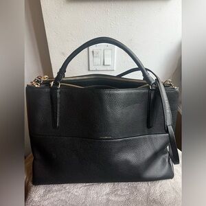 Coach Black Leather Tote Bag with Gold Hardware